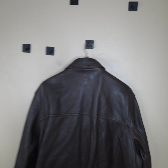Vintage Structure Heavy Pebbled Brown Leather Jacket Car Coat Mens Size XL - Picture 8 of 12